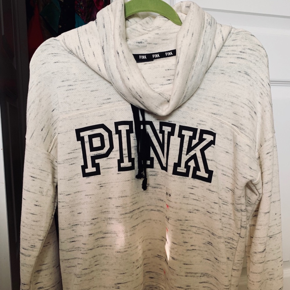 White Cowl Neck Pullover Loose Sweatshirt